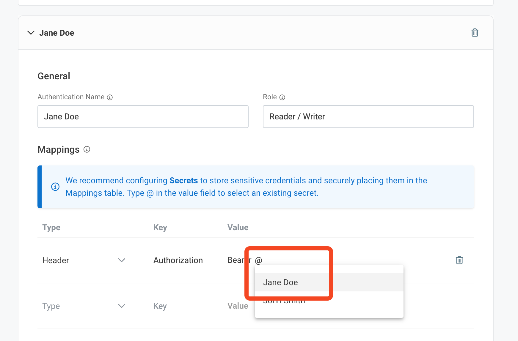 Screenshot of auth profile